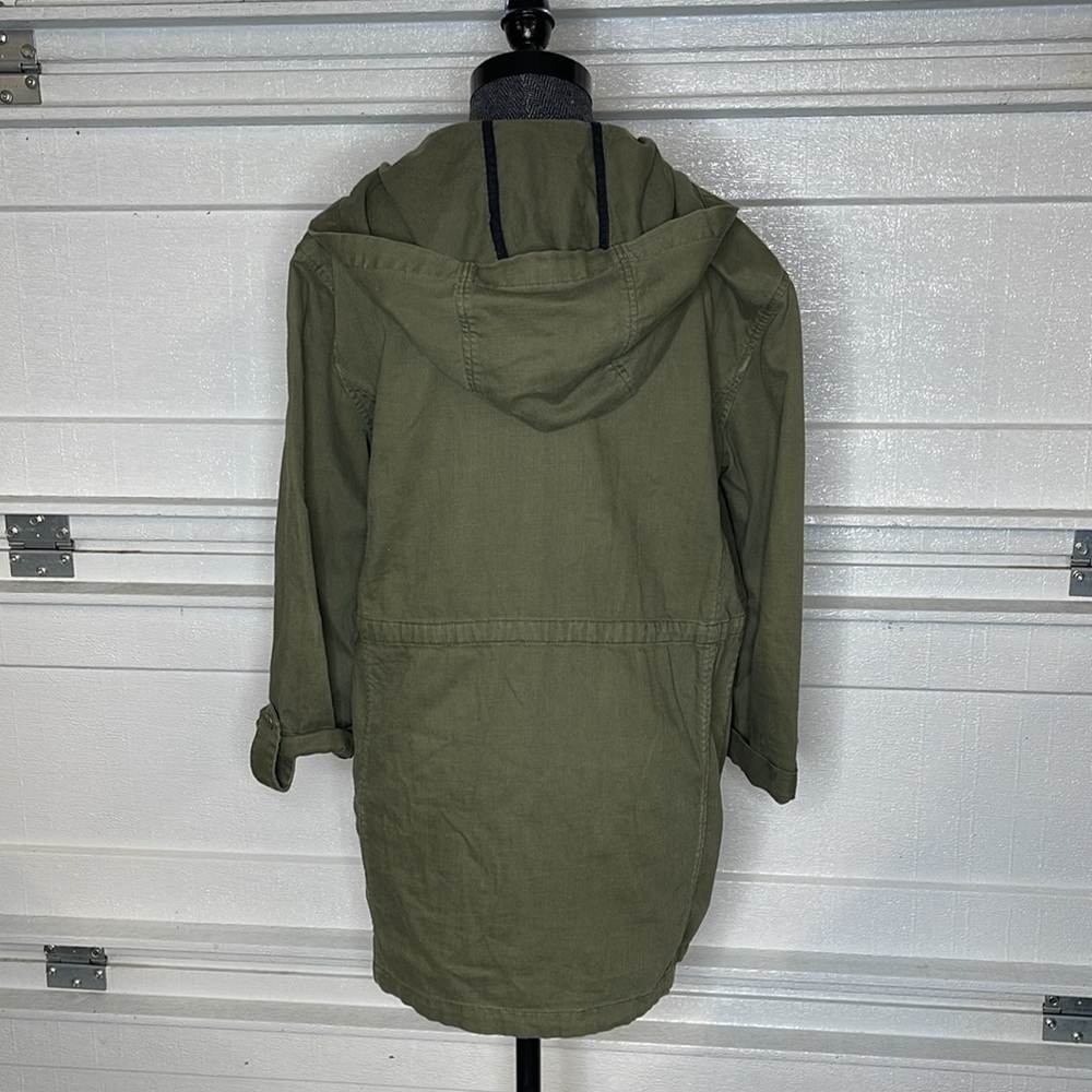 BNCI by Blanc Noir Olive Green Zip Up Utility Army Jacket S Hood - Picture 6 of 6
